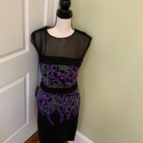 Size 10 purple and black. TADASHI SHOJI DRESS - Picture 1 of 2